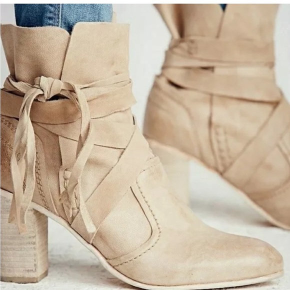 Free People Seven Wonders Wrap Around Ankle Tie Booties B117 - Picture 2 of 11